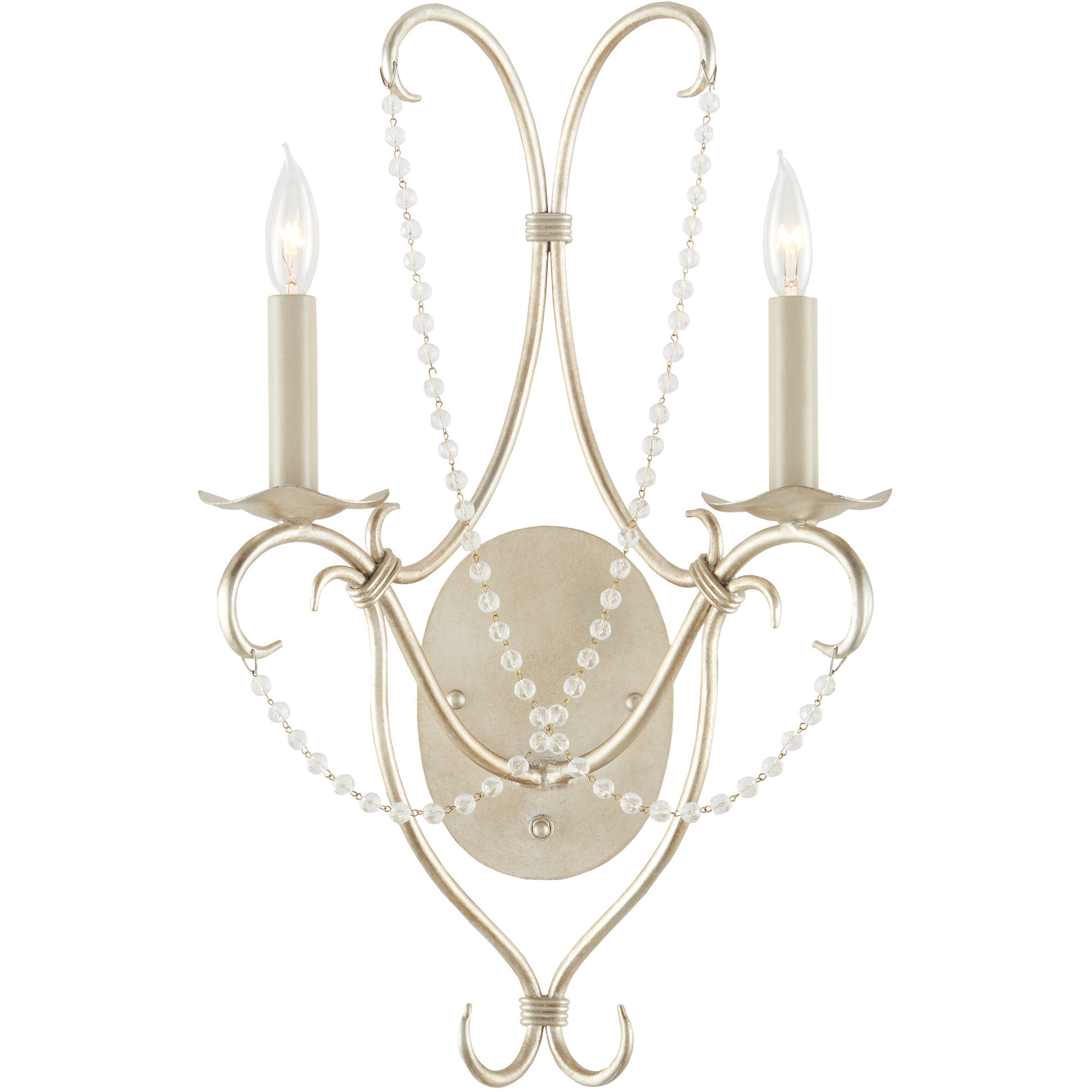Crystal Lights 2 Light 14 inch Silver Leaf Wall Sconce Wall Light
